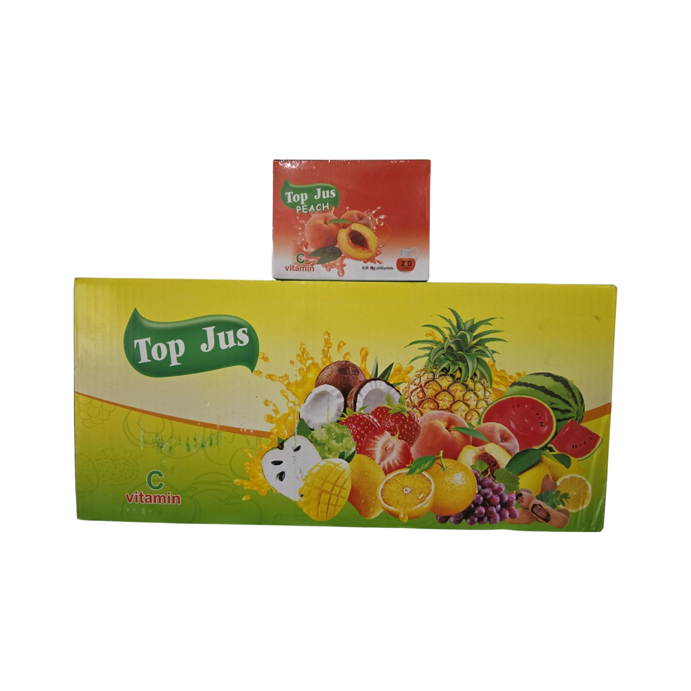 Top Jus Peach Soft Drink (24 sachets x 24 boxes) 10g