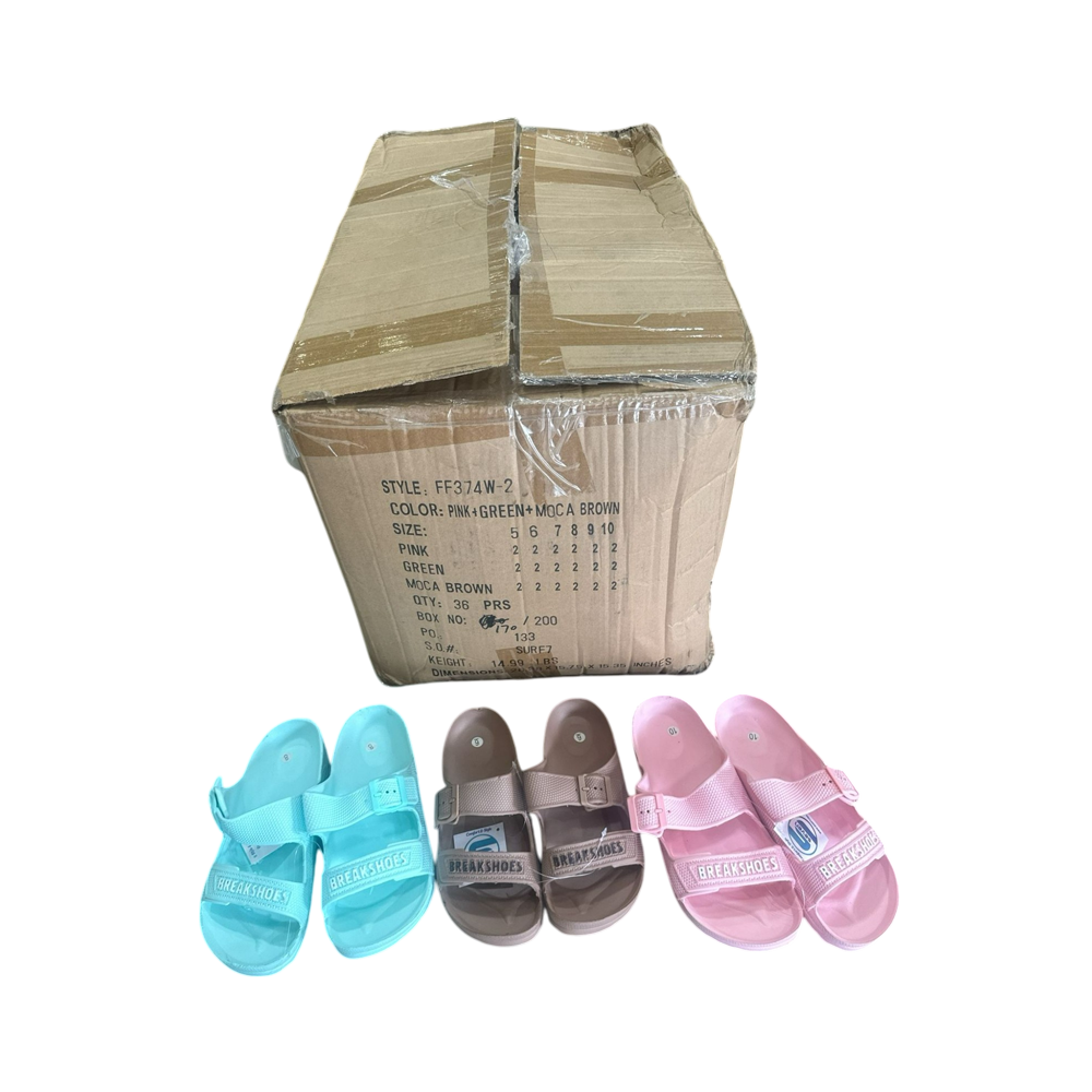 Brown, pink and green flip-flops 36/U (Style: FF374W)