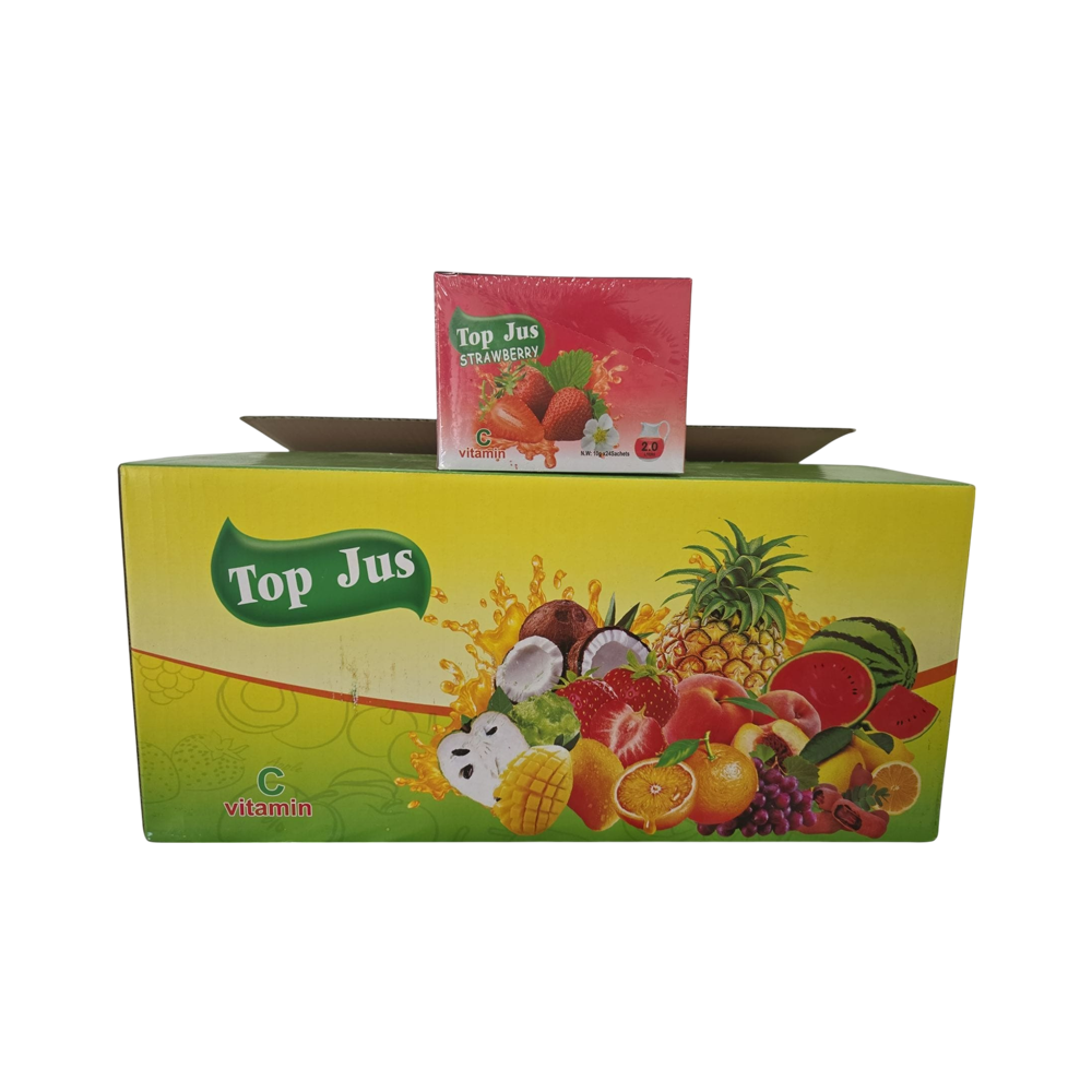 Strawberry Top Jus Soft Drink (24 sachets x 24 boxes) 10g