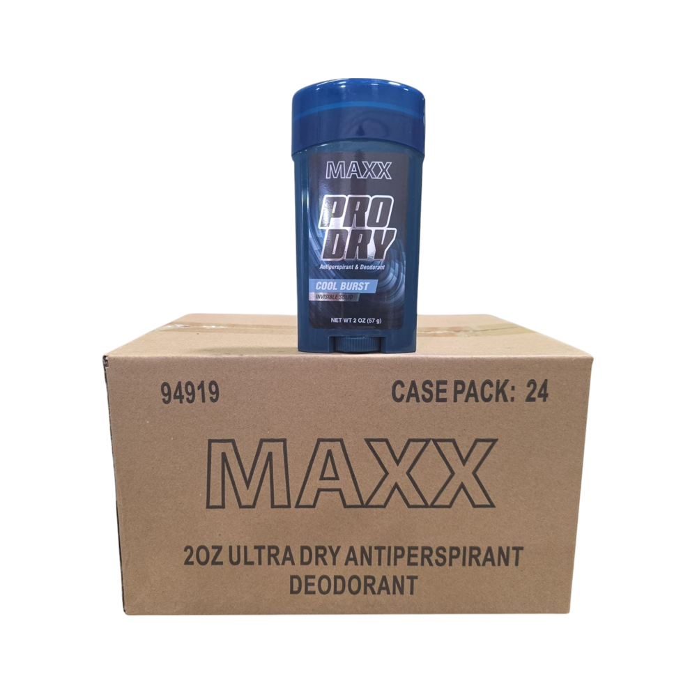 Desodorante antitranspirante Maxx Pro Dry sólido invisible 24/u (2oz)