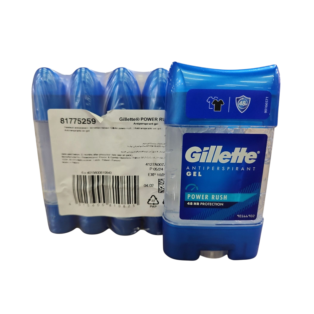 Gillette Power Rush Gel Deodorant, 6/u  (70ml)