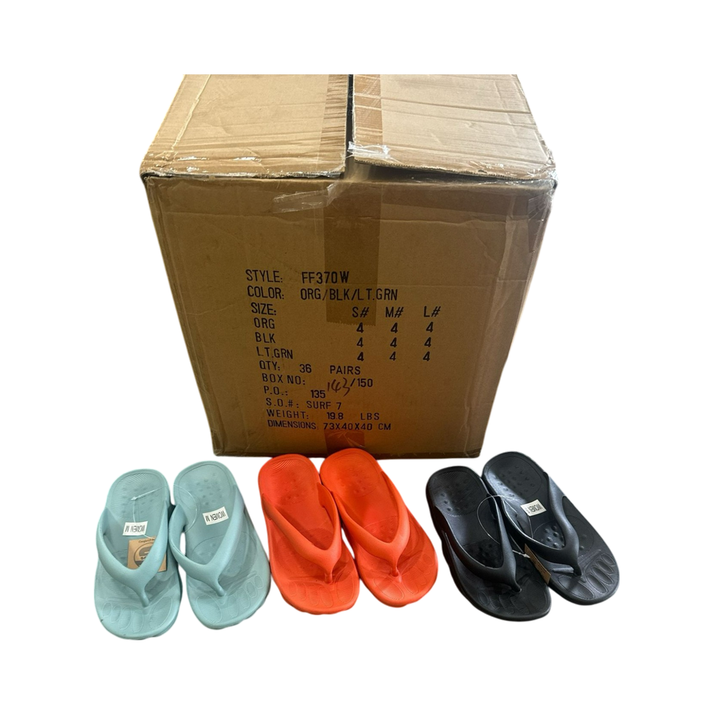 Black, orange and green flip-flops 36/U (Style: FF370W)