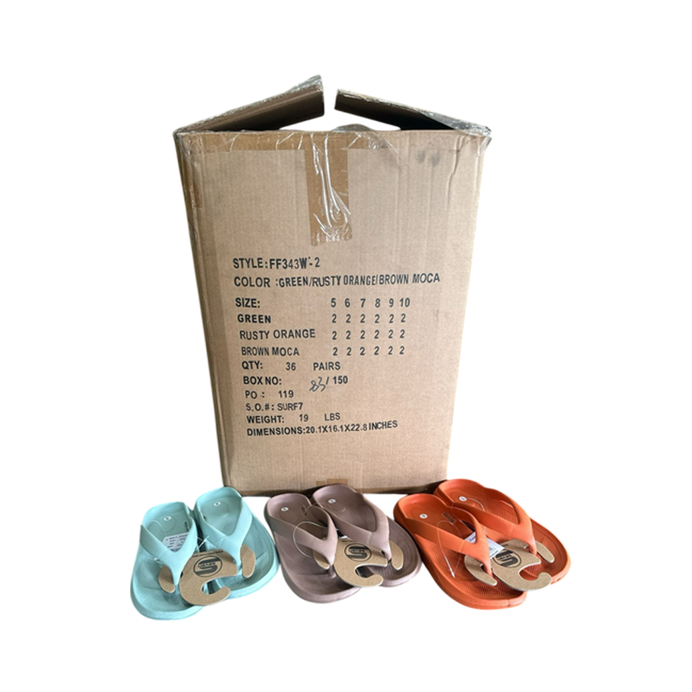 Brown, orange and green flip-flops 36/U (Style: FF343W)