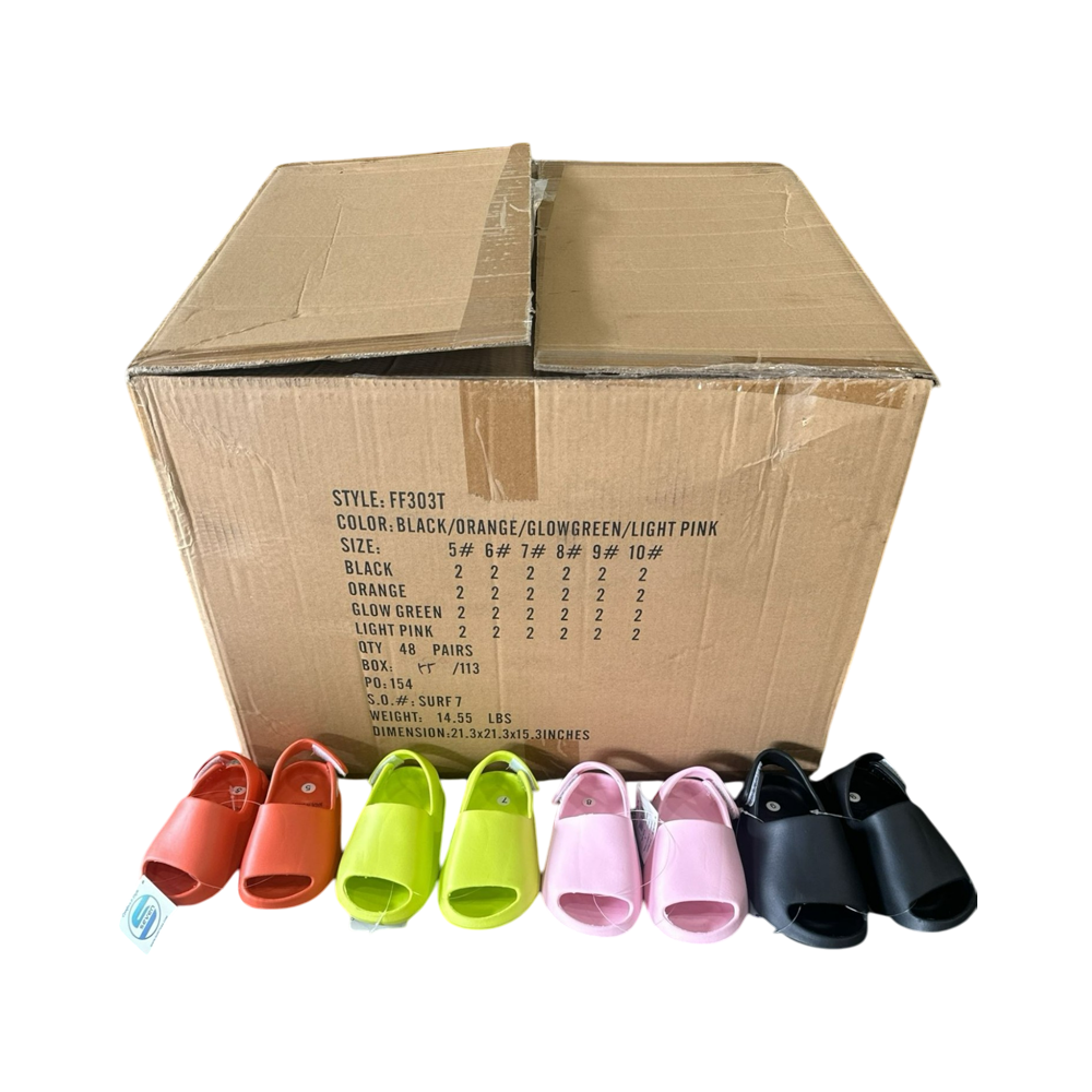 Chanclas negras, rosadas, naranjas y rosadas claras 36/U (Style: FF303W)