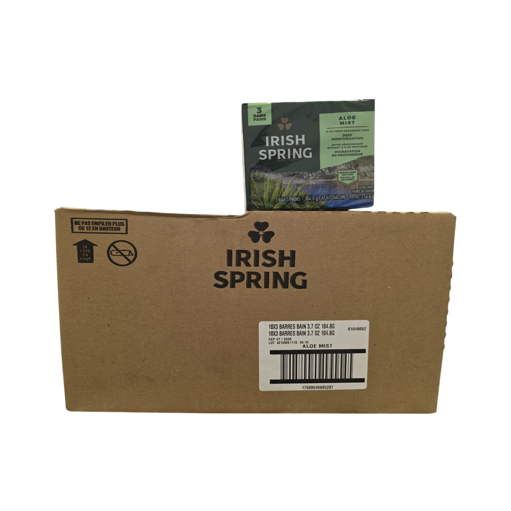 Irish Spring Soap (Aloe Mist) 18 3-Packs, 3.7 oz (104.8 g)