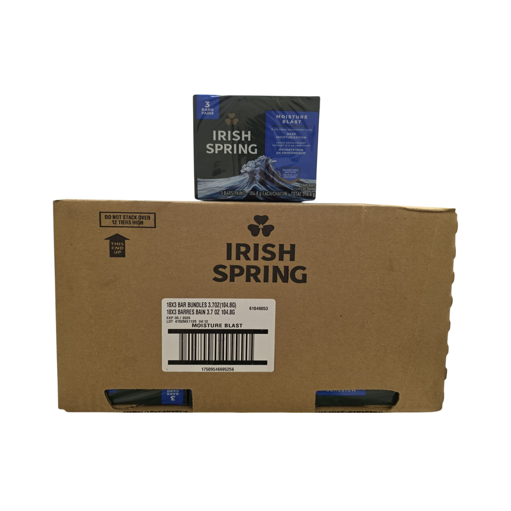Irish Spring Soap (Moisture Blast), 18 3-Packs, 3.7 oz (104.8 g)